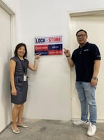 CEO Helen Ng and Site Manager Joseph Ang at the official opening of Lock+Store Tanjong Pagar.