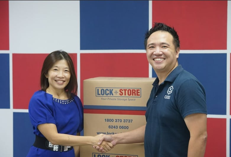 Helen Ng CEO of Lock+Store with Tan Chee Yeng, CEO of Clicks