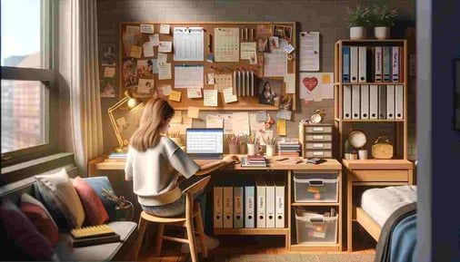 Students studying in college room