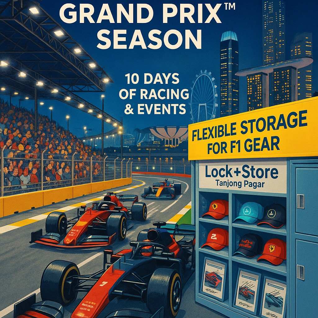 Storage for F1 gear at Lock+Store Tanjong Pagar