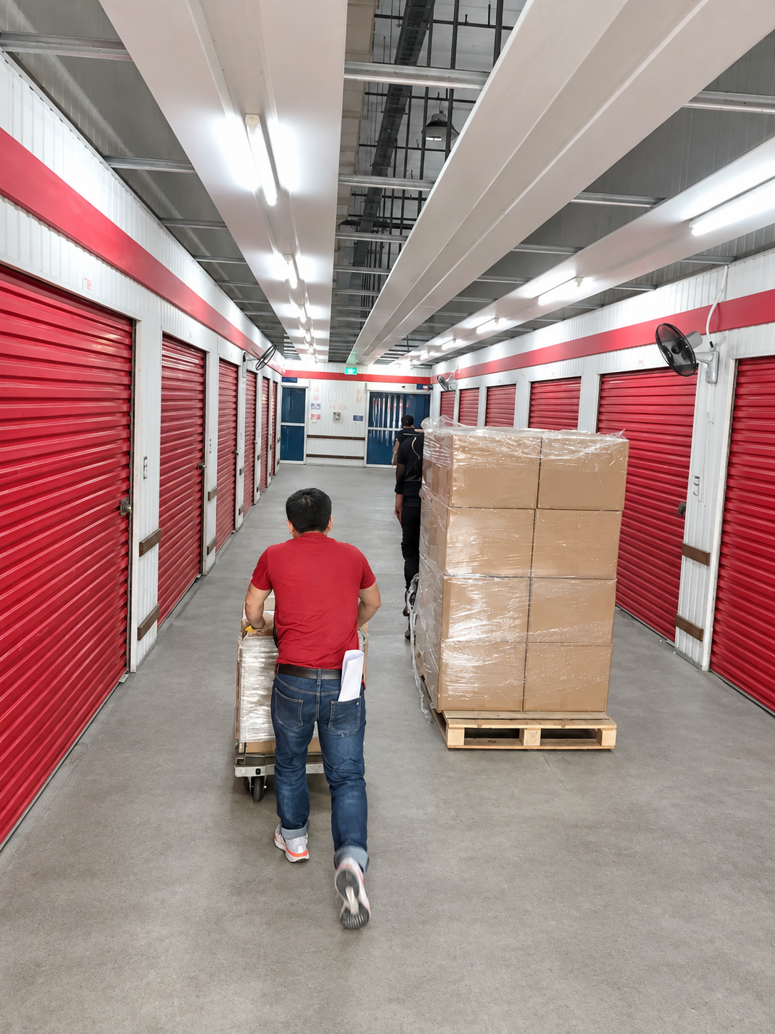 Customer moving pallets at Lock+Store Tanjong Pagar