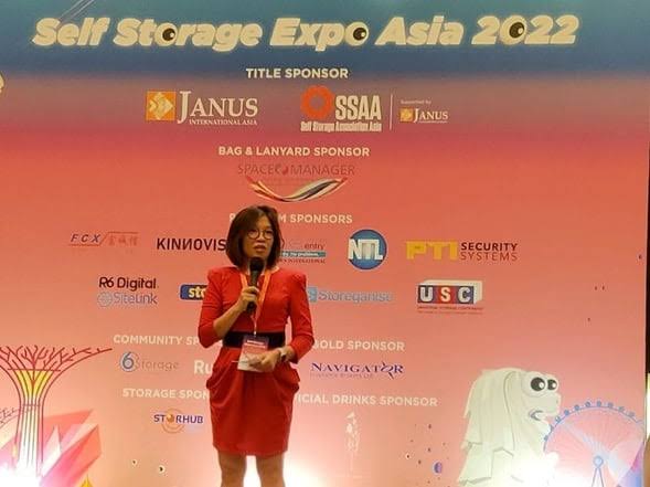 Helen Ng delivering her welcome address at self storage expo asia in singapore